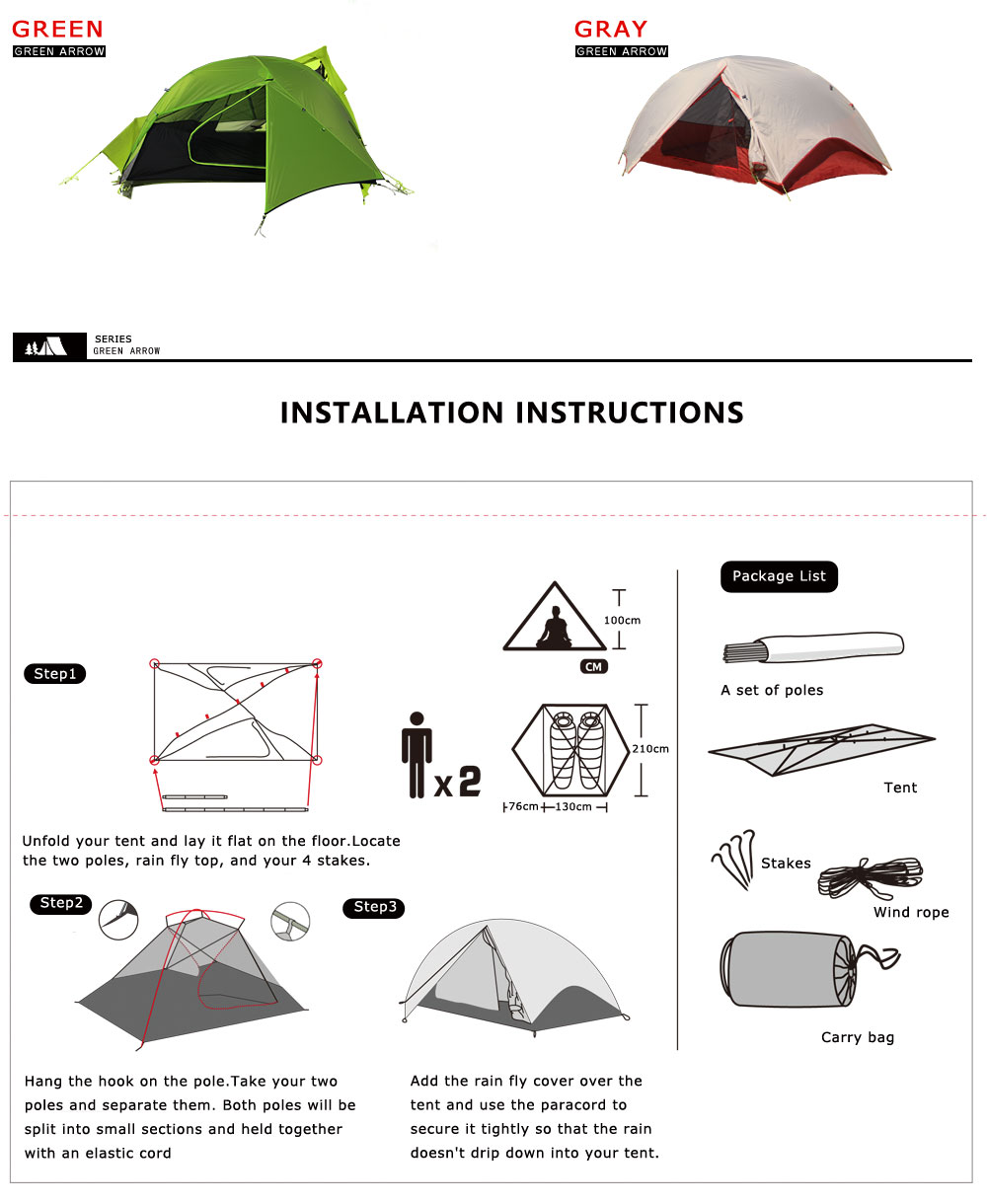 Cheap Goat Tents 20D Double Layer Waterproof 2 Person Backpacking Tent For Camping Hiking Picnic Tents 